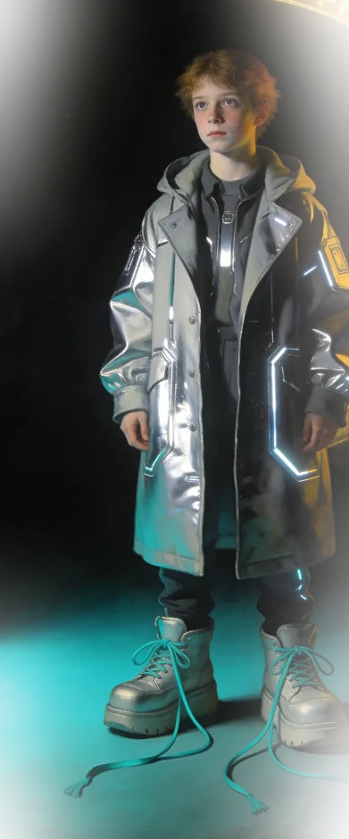 Zeal, your guide: a youth in a mirror-silver coat