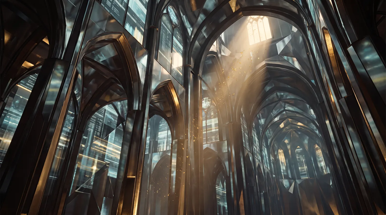 The Oculus Cathedral: a cathedral of living glass under one warm shaft of light